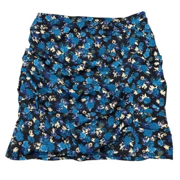 Zara Ruched Blue Floral Print Mini Skirt Womens Size XS - Picture 5 of 8